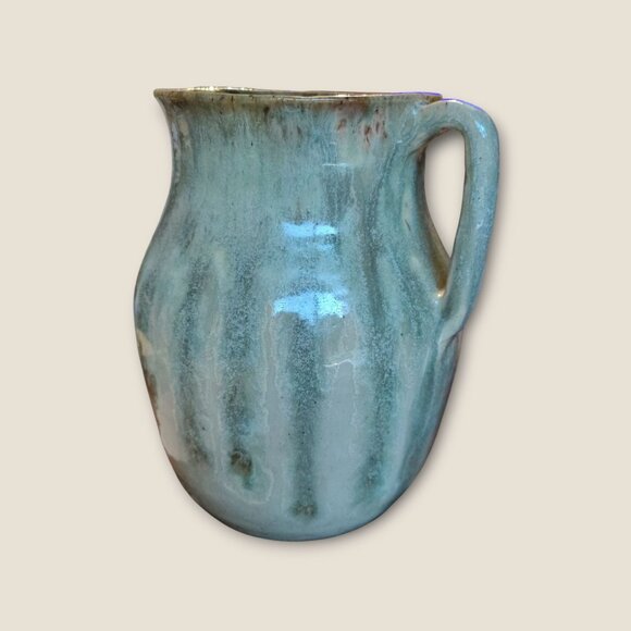 Handcrafted Two-Handled Pottery Vase 7.5"H X 8" Glazed Finish Unique Art Decor - Picture 7 of 9